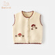 班喜迪女童針織馬甲春裝2026新款洋氣兒童馬夾寶寶背心外穿坎肩春秋童裝 米色 90