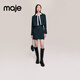 Maje秋冬女裝時(shí)尚簡(jiǎn)約拼接襯衫衣領(lǐng)粗花呢連衣裙兩件套 綠色 S (36)