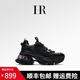 HR【暗夜徽章】赫蓮娜老爹鞋女2025新款ins厚底防滑真皮運動(dòng) 暗夜黑 37 (235mm)
