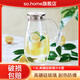 so.home通透耐高溫玻璃冷水壺果茶壺煮茶壺套裝家用大容量涼水壺玻璃水杯 1.6L高硼硅玻璃冷水壺