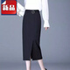 皮爾卡丹（pierre cardin）品牌 包臀半身裙女秋冬新款高腰開(kāi)叉一步裙中長(zhǎng)款顯瘦職業(yè)包裙大1 【黑色春秋款長(zhǎng)裙前側(cè)開(kāi)叉】 L 腰圍2尺1