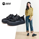 快樂(lè )瑪麗（J&M）厚底樂(lè )福鞋女鞋2025秋季新款百搭休閑鞋防滑時(shí)尚通勤小白鞋板鞋女 黑色【百搭顯高】 40 250mm