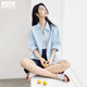 對白【100棉襯衫】簡(jiǎn)約五分袖白襯衣女2026夏季新款氣質(zhì)寬松上衣 天藍色 M