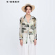 S.DEER圣迪奧春季時(shí)尚個(gè)性女裝文藝暈染印花雪紡襯衫S24180502 淺紅棕/49 L 170