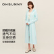 OhSunny原紗防曬衣女長款春夏透氣防紫外線外套 SLC4M248T 湖水藍 M 