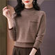 歌米拉（Gemila）半高領(lǐng)毛衣女士秋冬紅色打底衫新款冬季內搭短款針織衫厚女裝上衣 咖色 L 【推薦110-120斤】