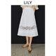 LILY2025春新款法式氣質(zhì)蕾絲拼接易打理職業(yè)通勤A字半身裙女傘裙 603本白 XL