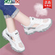 卡帝樂鱷魚（CARTELO）夏季透氣網(wǎng)面小白鞋2025新款網(wǎng)鞋鏤空跑步鞋網(wǎng)眼旅游球鞋.ins LJ 58121  白色夏季款 跟高5厘米 36