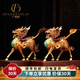 廣贊萊黃銅麒麟擺件客廳玄關(guān)辦公室裝飾品擺件公司開業(yè)禮品 祥瑞麒麟一對小號
