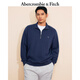 ABERCROMBIE & FITCH男裝25春季經(jīng)典小麋鹿毛圈布美式復(fù)古半拉鏈長(zhǎng)袖衛(wèi)衣KI122-5252 海軍藍(lán) M (180/100A)