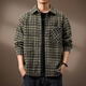 古先森600g重磅小香風(fēng)襯衫男長(cháng)袖春季美式復古格子襯衣寬松潮牌男士外套 墨綠色 3XL 【適合190-210斤】