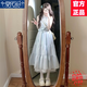 莫代爾溫柔風(fēng)連衣裙女2025夏季新款時尚收腰甜美氣質(zhì)仙女薄款透氣涼感裙 藍(lán)色連衣裙 M 建議90-100斤
