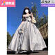 曦牧遙藍(lán)色洛麗塔晚禮服裙女成人禮高中生畢業(yè)宮廷風(fēng)公主裙小眾 藍(lán)色＋裙撐 M