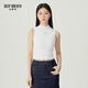 深呼吸DEEP BREATH女裝簡(jiǎn)約小圓領(lǐng)素色短款無(wú)袖背心針織衫女A301423 白 M (3)