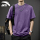 安踏（ANTA）安踏短袖T恤男士2026春夏季薄款寬松大碼休閑青少年潮流印花運動(dòng) 晶石紫【棉質(zhì)透氣】 XL /180【適合140-160斤】