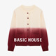 Basic House/百家好韓版漸變撞色毛衣25春季慵懶風(fēng)圓領(lǐng)開(kāi)衫外套女 紅色 S