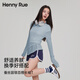 Henny Rue打底衫女春夏季輕薄透氣蠶絲長袖T恤衫女純色百搭圓領(lǐng)寬松上衣 灰霧藍(lán) 均碼