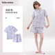 tutuanna全棉睡衣女夏 雙層紗大耳狗滿(mǎn)印前扣短袖透氣家居服套裝 淺粉色 M (適合身高160-165cm）