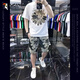 啄木鳥（TUCANO）兩件裝套裝短袖t恤男士夏季印花五分褲男上衣服情侶套裝運動潮牌 摩登白色套裝 XL 120-140斤