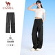 駱駝（CAMEL）速干傘兵工裝褲女冰感防曬旅行休閑長(zhǎng)褲 J25BR1L7050 幻影黑 S