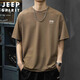 JEEP SPIRIT吉普短袖t恤男夏季冰絲上衣涼感速干半袖肌理紋體恤男 卡其 2XL 