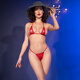 CHILIROSE情趣內衣三點(diǎn)式迷你比基尼mini bikini文胸丁字褲套裝 紅色 S/M 均碼適合88-158斤