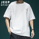 JEEP SPIRIT吉普笑臉刺繡短袖t恤男士夏季寬松大碼半袖休閑體恤 白色 L