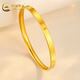中國(guó)黃金（CHINA GOLD）黃金手鐲拉絲鉆紋手鐲5G足金手鐲車花金鐲子女款送女友生日禮物 【圈號(hào)58】約9.2g寬版光面