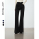 朗姿復古典雅喇叭褲高級感氣質(zhì)通勤長(cháng)褲女士冬季新款牛仔褲 黑色2加絨 L