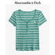 Abercrombie & Fitch【多色亨利領(lǐng)】小麋鹿圖案女裝25夏季修身短袖T恤 綠色條紋 XS (160/84A)