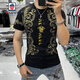AEMAPE短袖T恤男修身夏季新款個(gè)性刺繡印花潮牌絲光棉休閑圓領(lǐng)體恤 黑色 M
