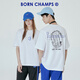 BORNCHAMPS/天生冠軍  夏季新款純棉涂鴉t恤休閑寬松上衣男女同款情侶短袖 白色 M