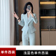 紫魅俏小西裝外套女春秋職業(yè)正裝氣質(zhì)高級(jí)感管理層西服套裝裙子兩件套 淺藍(lán)色單件西裝 S