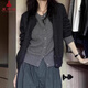 夏雨瑤假兩件針織毛衣外套女2025新款感毛衣開(kāi)衫春季內(nèi)搭打底衫上衣 黑灰色開(kāi)衫 M 45/55kg