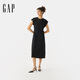 Gap女裝純棉抽褶收腰無(wú)袖連衣裙簡(jiǎn)約氣質(zhì)長(cháng)裙680442 黑色 M (165/84A) 亞洲尺碼