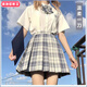 柏潮大碼日系合集正統jk格裙jk制服山吹溫柔一刀水手服百褶裙學(xué)院套裝 溫柔一刀格裙 2XL (建議125-135斤