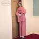果殼（Gukoo）睡衣春秋款HelloKitty聯(lián)名新款格子純棉女家居服套裝 洋紅 M 