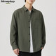 MMOPTOP復古純棉工裝襯衫夾克男士春秋季長(cháng)袖高級感外套MCS06軍綠L