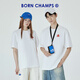 BORNCHAMPS/天生冠軍  夏季純棉寬松T恤男女同款休閑運(yùn)動(dòng)打底衫情侶短袖上衣 白色 L