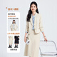 源菲埡短款休閑西裝外套女2025新款小個(gè)子高級(jí)感大學(xué)生面試正裝職業(yè)套裝 單件杏色西裝 L