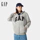 Gap男女裝2025春季新款字母logo拉鏈連帽衛(wèi)衣寬松外套美版868454 灰色 S 美碼 M亞洲碼175/92A