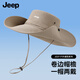 JEEP遮陽帽防曬帽男夏季戶外漁夫帽太陽帽男士釣魚登山帽 卡其色