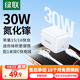 綠聯(lián)【3C認證】30W氮化鎵充電器套裝適用iPhone16充電頭兼容PD20W蘋果15Plus手機ipad平板Type-C數(shù)據(jù)線 30W氮化鎵套裝【蘋果15/16全快充】