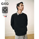 GXG男裝 圓領(lǐng)多色肌理衛衣紅色長(cháng)袖上衣新年衛衣 2025春季新品 黑色 M