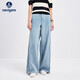 Navigare意大利小帆船女時(shí)尚復古牛仔褲通勤闊腿長(cháng)褲2312575512 藍 L 