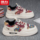 回力男鞋板鞋新款男士休閑鞋國潮花布本命年紅色運動(dòng)鞋子 米/紅 42