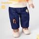 巴拉巴拉【官方正品】寶寶褲子男童長(cháng)褲加絨褲冬裝牛仔休閑褲保暖時(shí)尚洋氣 白藍色調00418 80