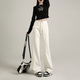 真維斯（Jeanswest）窄版闊腿白色牛仔褲女小個(gè)子春秋季2026新款寬松直筒休閑褲子女 米白色九分 S