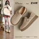 ZHR則則勃肯鞋女新品厚底套腳一腳蹬單鞋女包頭復古時(shí)尚文藝輕便通勤女鞋 卡其色 (JF202) 37