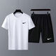 AEROGAMI-Nike【1225人收藏】新款打勾男士短袖運動套裝寬松休閑速干T恤跑 阿迪達(dá)斯白+黑速干套裝【nk】 阿迪達(dá)斯2XL 建議135-150斤